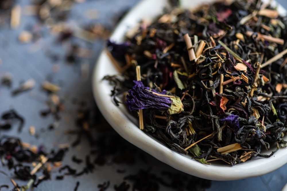 Floral tea in a bowl