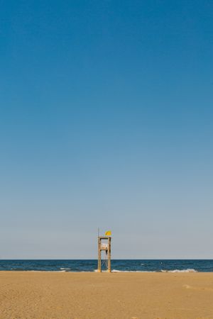 Observation tower at empty seashore