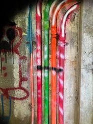 Pipes colorfully spray painted