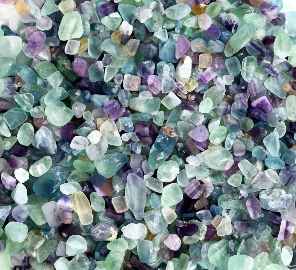 Colorful glass stones in full frame format