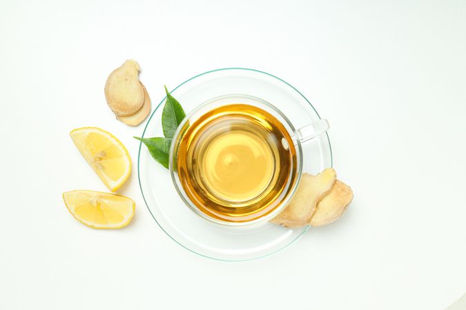 Cold treatment, healthcare concept - tea with ginger