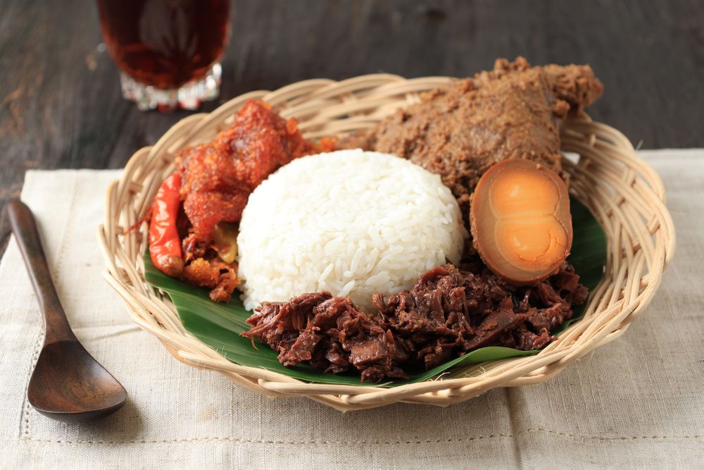 A Plate of Gudeg, Typical Dish from the Special Region of Yogyakarta.