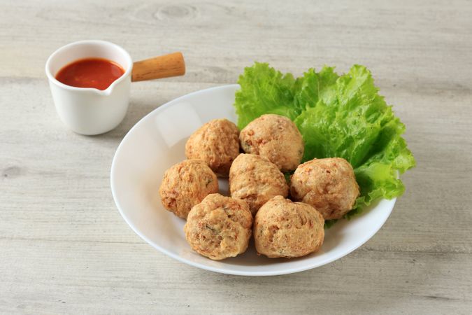 Bakso Ikan Goreng or Deep Fried Fishball.