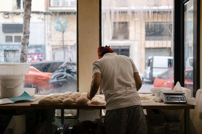 Baker working on the doughs