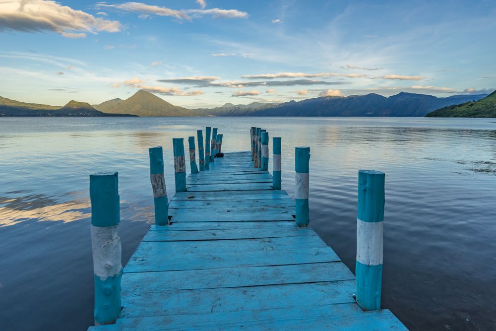 Blue dock over water