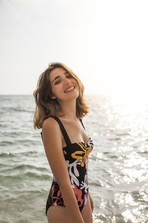 Female in swimsuit in water