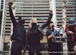 London, England, United Kingdom - June 6th, 2020: Group of people with raised fists at BLM protest 5Q2Yd4