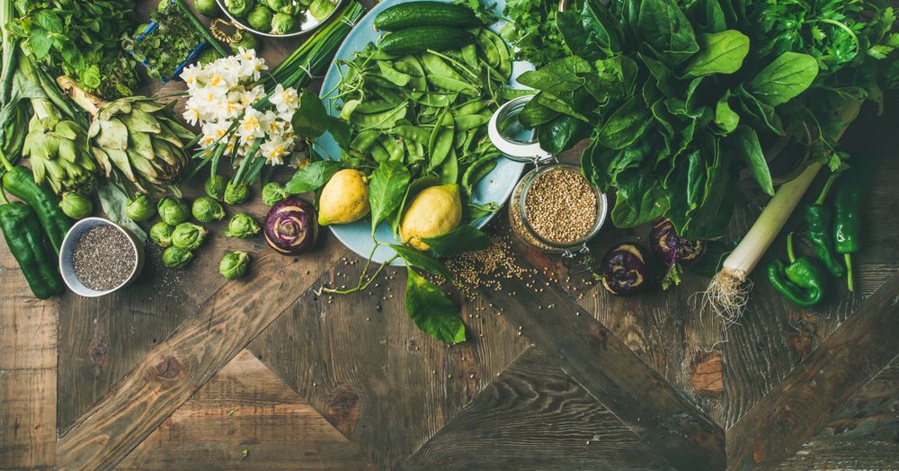 Spring healthy organic food cooking ingredients