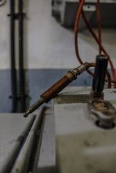 Old 1/4 inch plug on switchboard in museum display