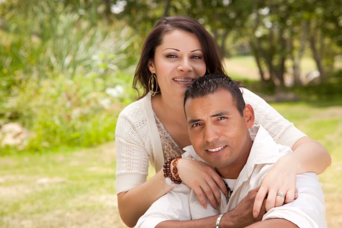 Attractive Hispanic Couple in the Park