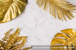 Border of gold leaves on marble background 5rPVdb