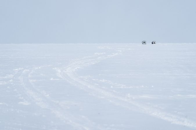 Ice fishing Houses on Lake Winnibigoshish in Itasca County, Minnesota
