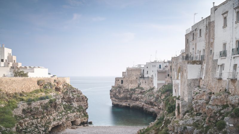 Lama Monachile cove and beach in Polignano a Mare town, Puglia, Italy