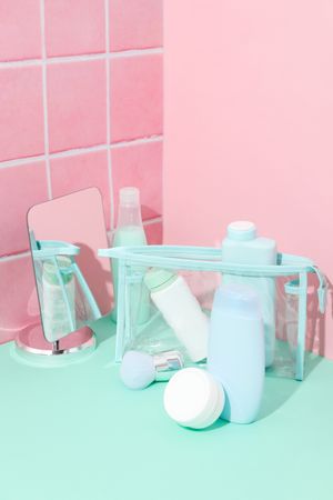 Bath accessories, toilet bag for different self care items