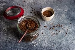 Jar of whole flax seeds