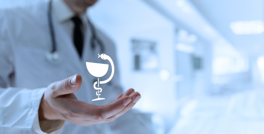Doctor Reveals Caduceus Icon in Palm