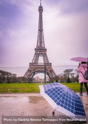 Rainy day in Paris at Eiffel tower 48vJX0