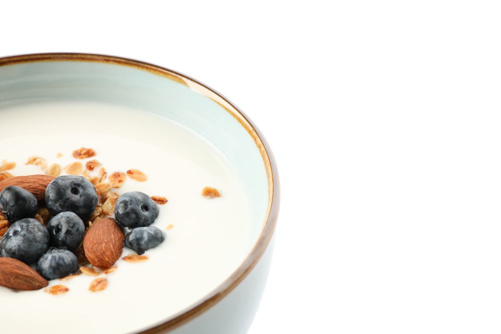 Bowl with parfaits dessert isolated on blank background