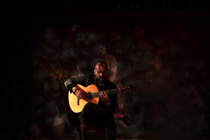 Man playing guitar on stage