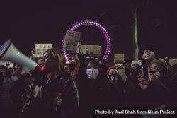 London, England, United Kingdom - March 16, 2021: Multi-ethnic group of female protesters 4ZNAn4