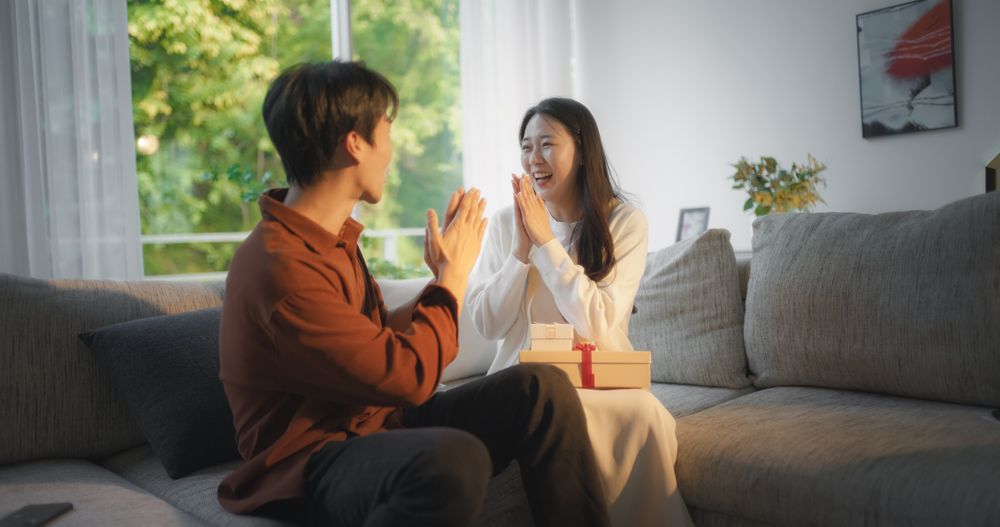 Young South Korean Couple Celebrating a Birthday.
