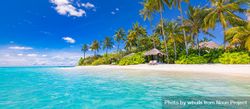 Beautiful tropical beach pictured from the water 0g8gA5