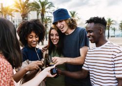 Group of young friends enjoying summertime together