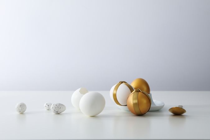 Pension rewards, returns and investment funding concepts, golden eggs