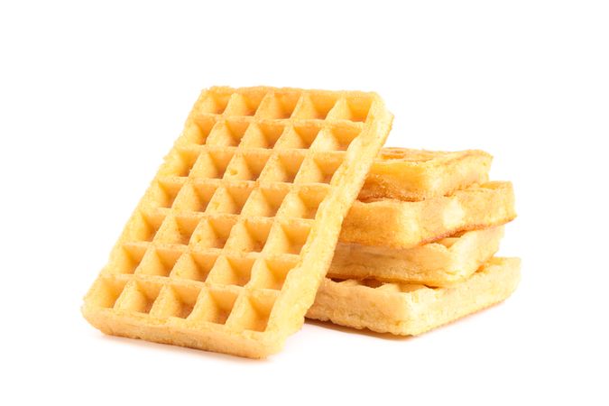 Group of sweet belgian waffles isolated on blank background
