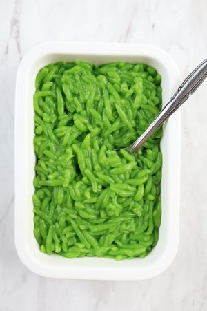 Top View Cendol, RIce Drop Dessert with Green Color