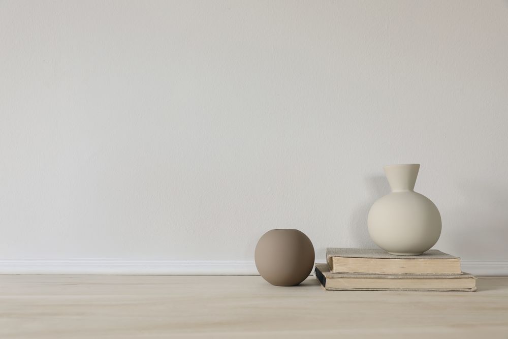 Vases on beige books