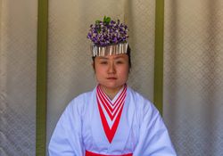 Japan - May, 10 2013: Woman in traditional Japanese garment