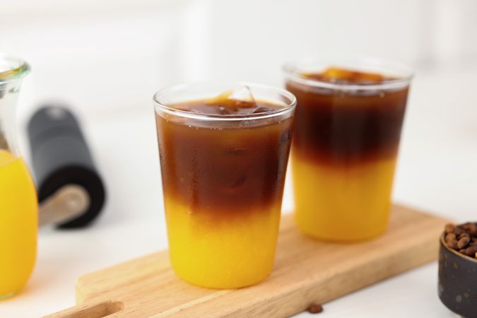 Iced Americano Coffee and Layer of Orange