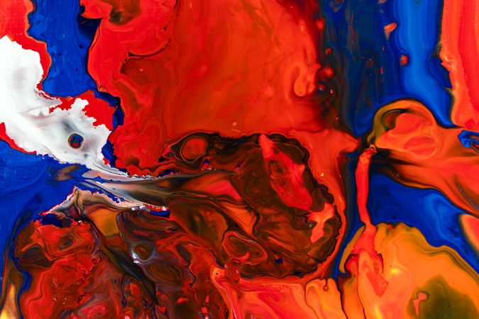 Fluid Art in Red And Blue Abstract Acrylic Pouring