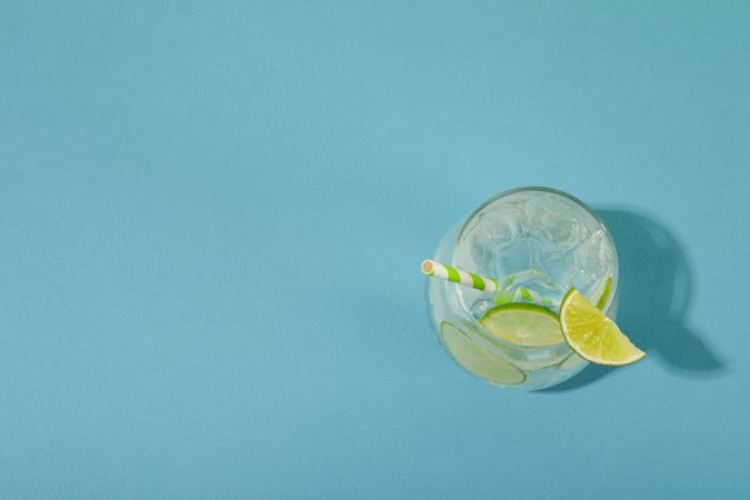 Glass of mojito, delicious fresh summer cocktail, space for text