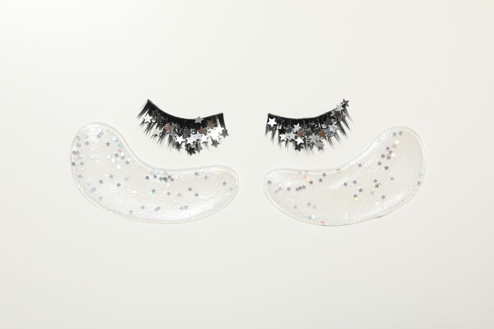 False eyelashes, concept of different makeup accessories