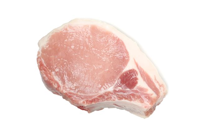 Raw meat for steak isolated on light background