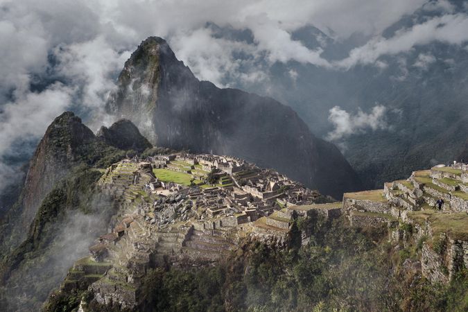 High angle view of Machu Picchu mountain in Peru