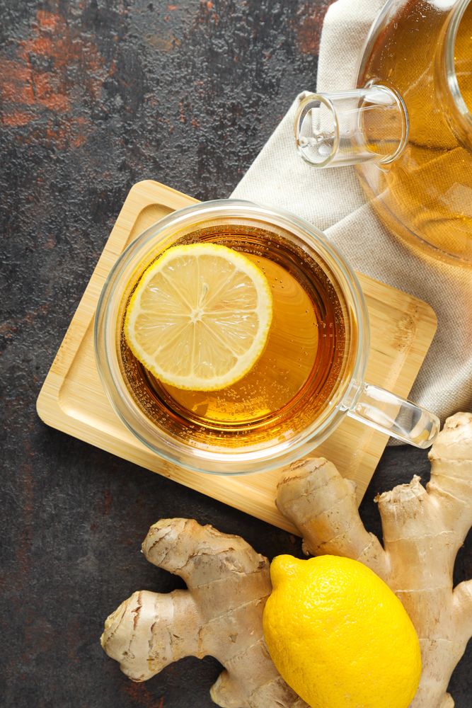 Cold treatment, healthcare concept - tea with ginger