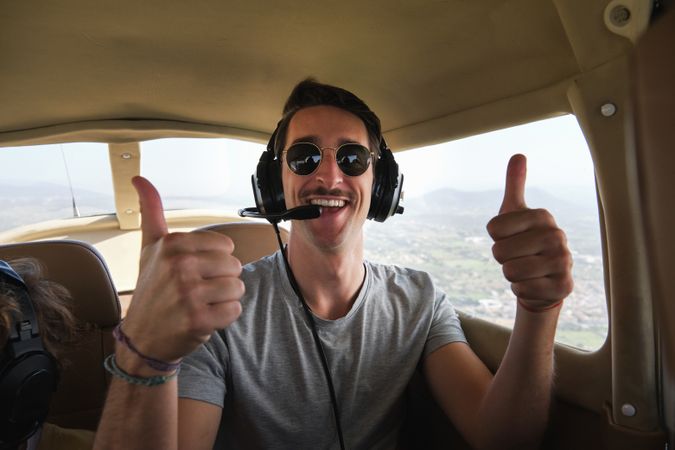 Happy Man During Aircraft Ride