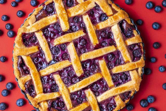 Classic blueberry pie close-up
