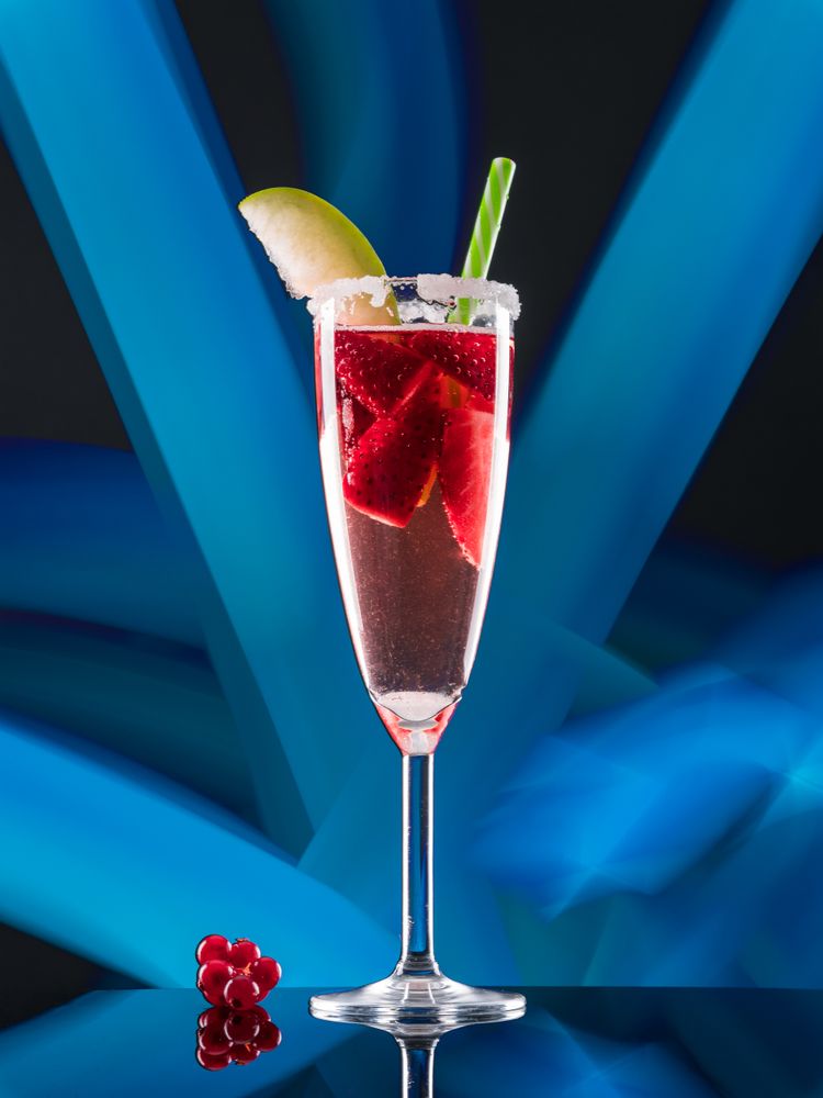 Glass with drink and berries