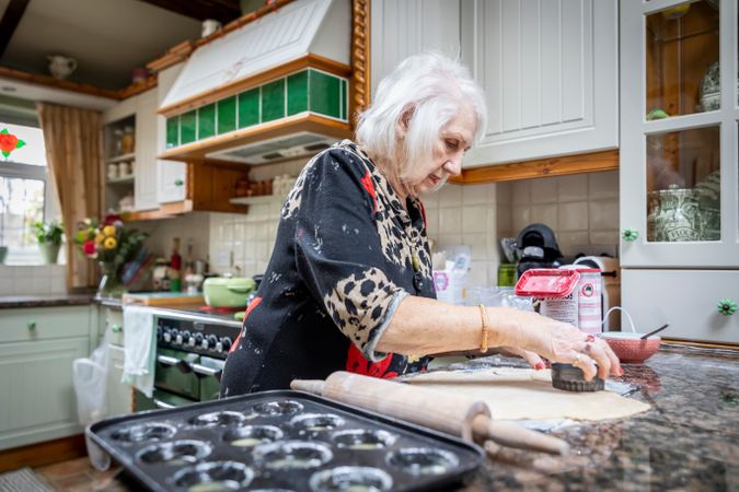 Woman baking in kitchen