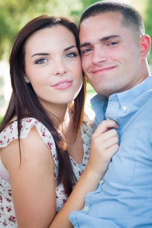 Loving Couple's Portrait in the Park.