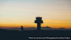 Air traffic control tower at sunset 56ZDl5