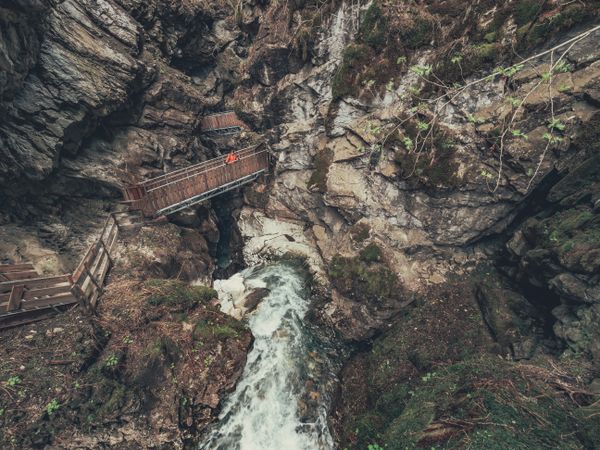 Tourist path among beautiful mountain landscape