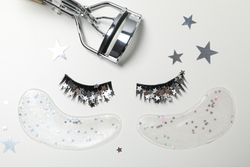 False eyelashes, concept of different makeup accessories