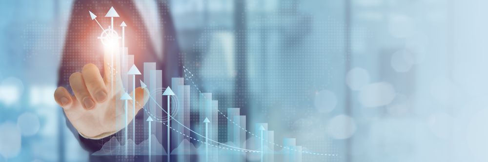 Hand with graph, business strategy concept
