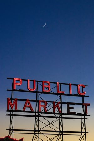 Public Market red neon signage