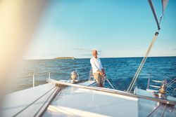 Man relaxing on sailing yacht